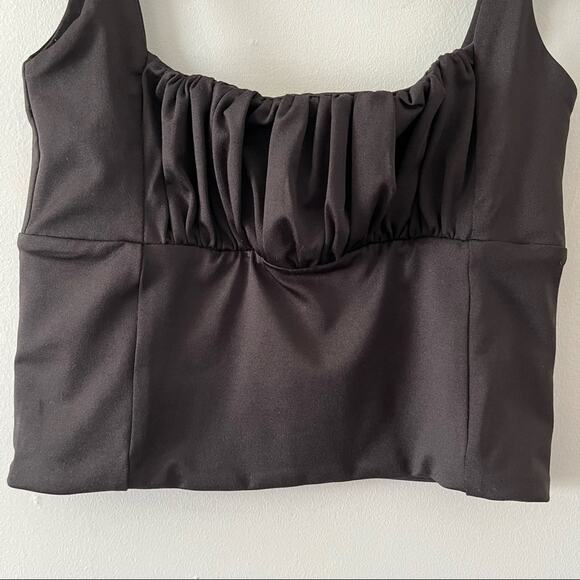 Skylar + Madison Black Satin Like Crop Top Juniors sz Medium - Picture 1 of 8